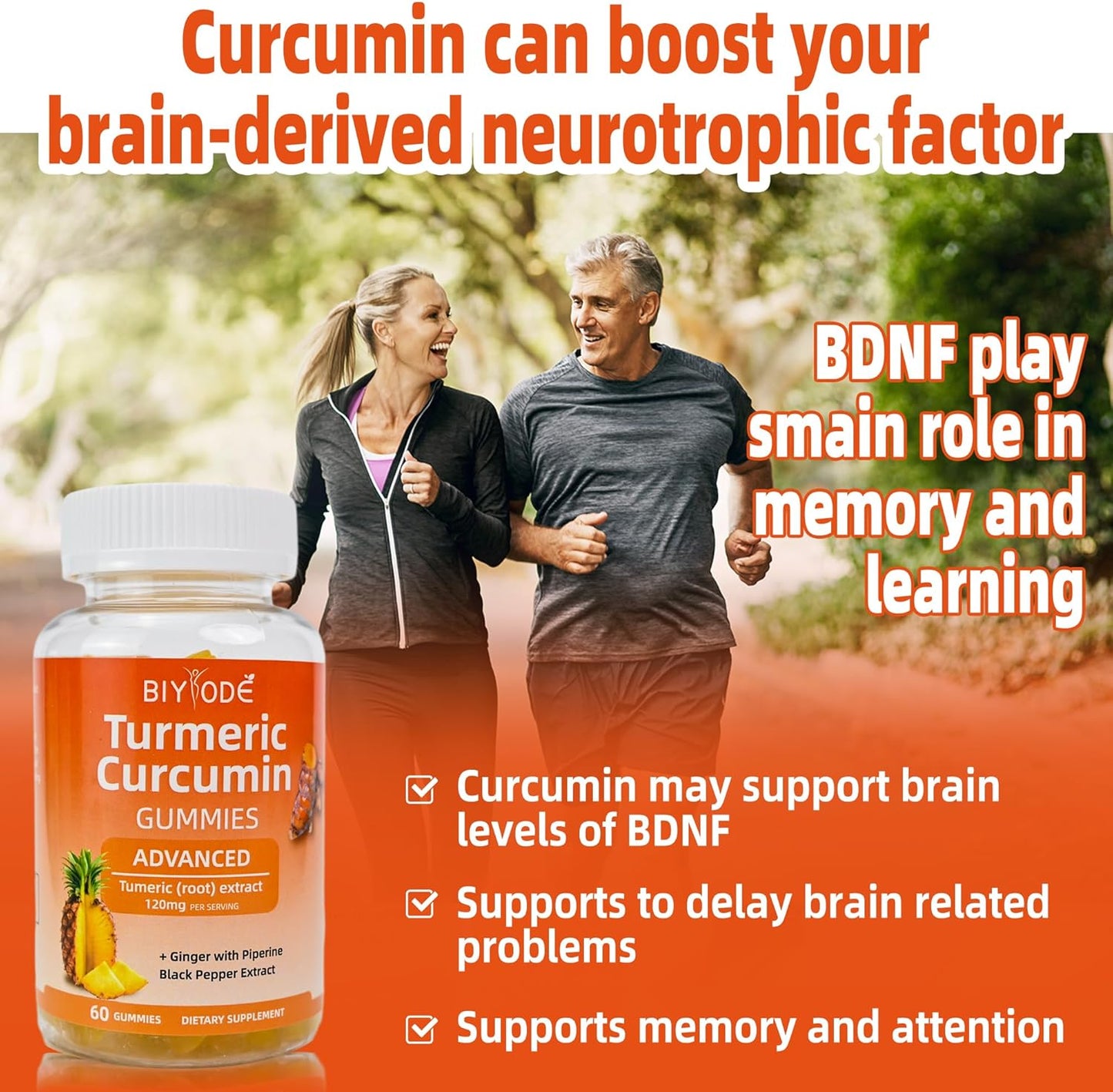 60 Count Sugar-Free Pineapple Flavored Curcumin Gummies for Joint Support & Enhanced Athletic Performance