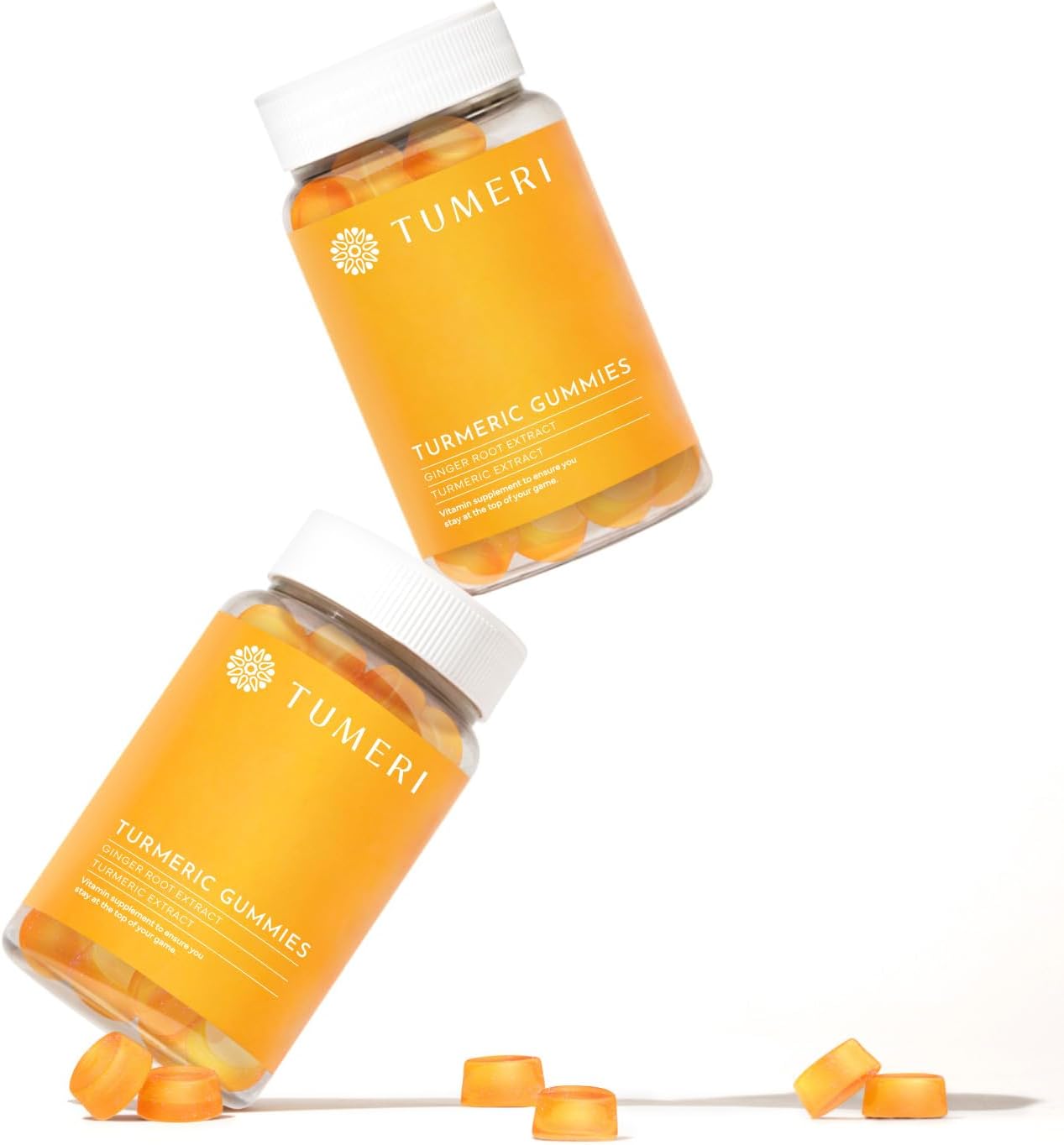 60 Count TUMERI Turmeric Curcumin Joint Support Gummies with Ginger - Natural Tropical Fruit Flavored Vegan Supplement