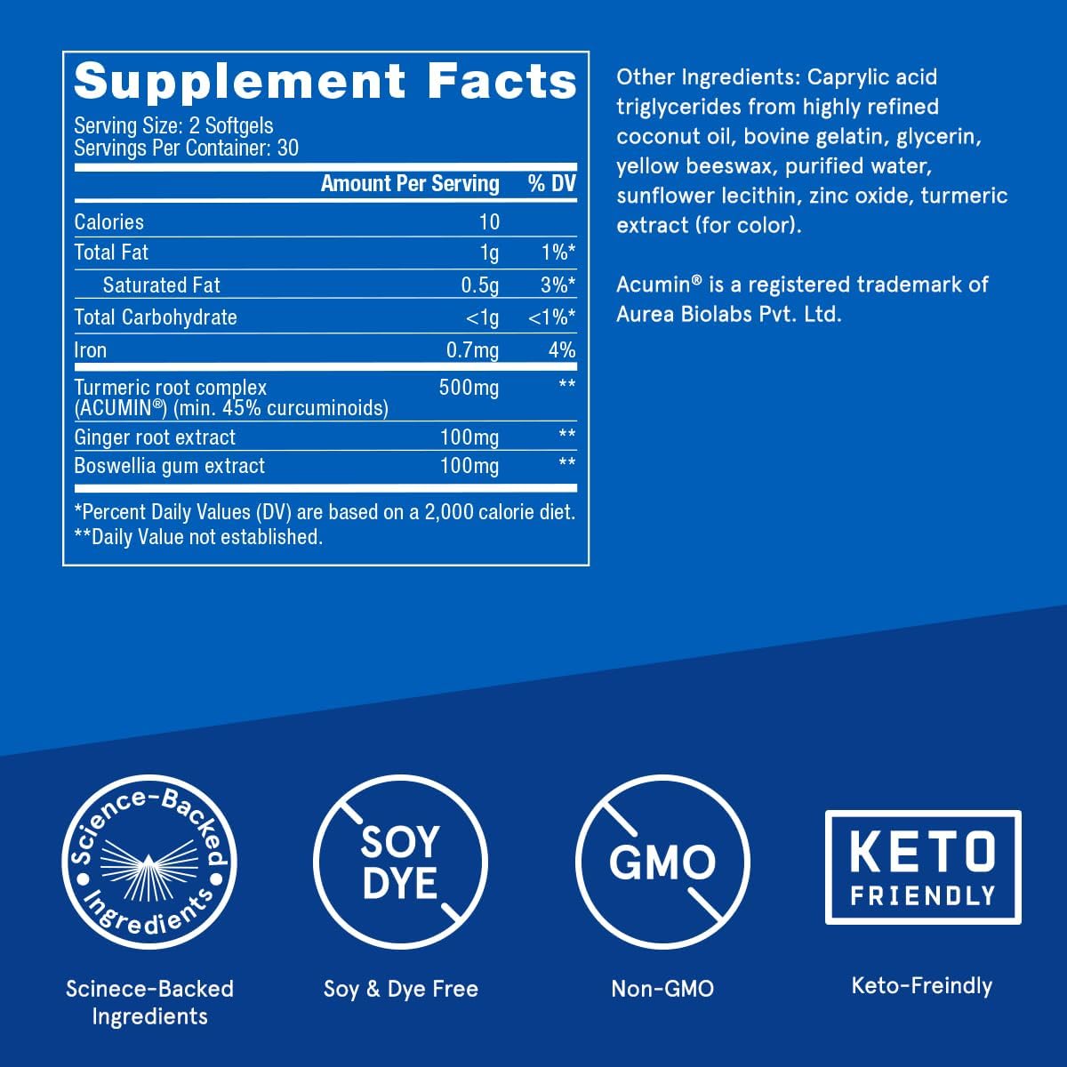 60 Count Turmeric Curcumin Complex Softgels for Inflammation & Joint Support - Keto Supplement with Antioxidant Benefits
