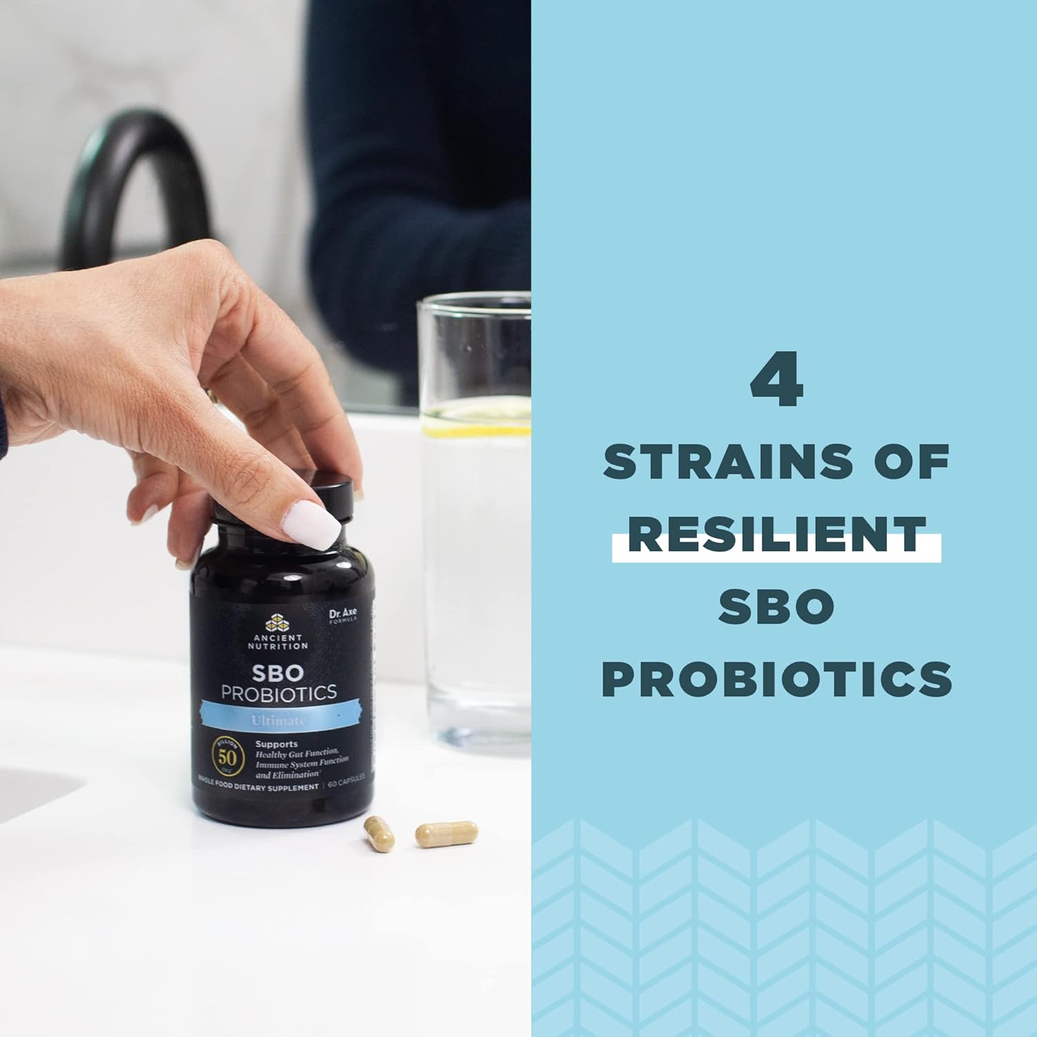 60 Count Ultimate Probiotics Capsules with Multi Collagen Protein Powder, Unflavored - Boost Gut Health & Collagen Production with Ancient Nutrition's SBO Formula