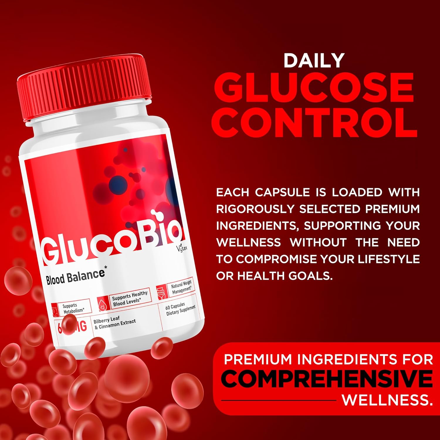 60 Count Vytax Glucobio Capsules - Natural Gluco Bio Support Formula for Managing Glucovio Pressure - Extra Strength Supplement with Advanced Formula - Non GMO - Customer Reviews