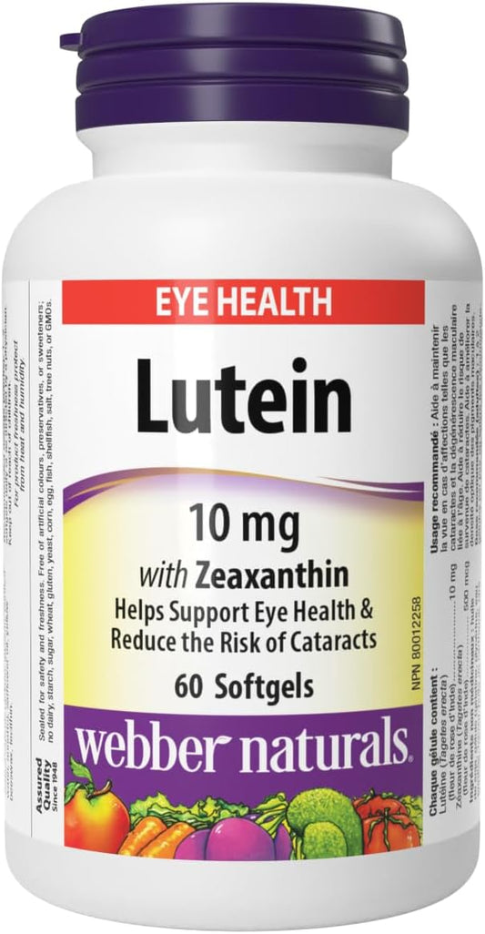 60 Count Webber Naturals Lutein with Zeaxanthin Softgel - 10mg Formula