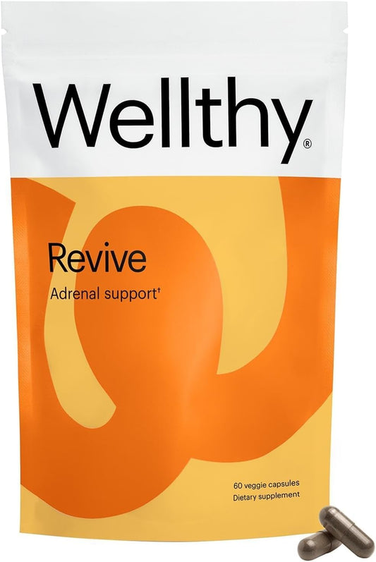 60 Count Wellthy Revive Stress Support Capsules for Energy Boost and Mental Wellness