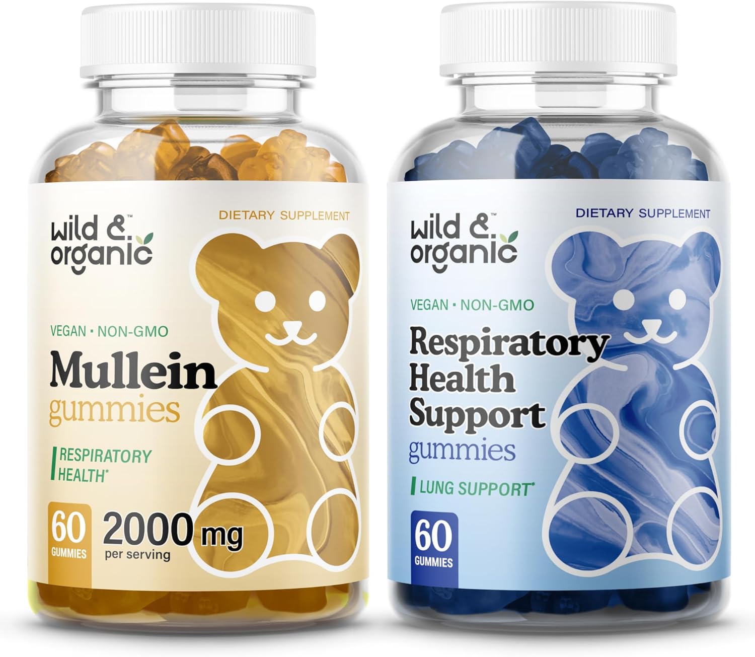 60 Count Wild and Organic Mullein Gummies for Lung Detoxification