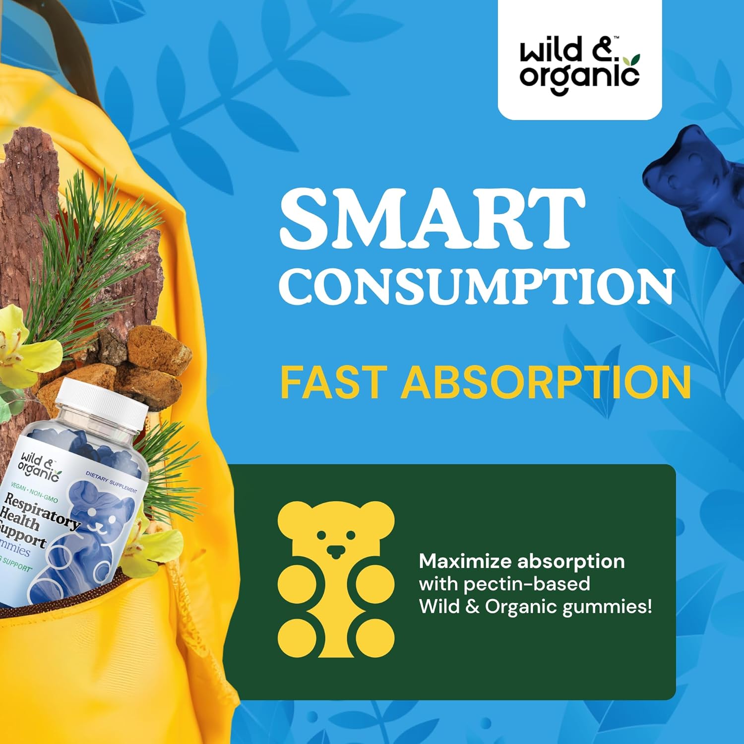 60 Count Wild and Organic Mullein Gummies for Lung Detoxification