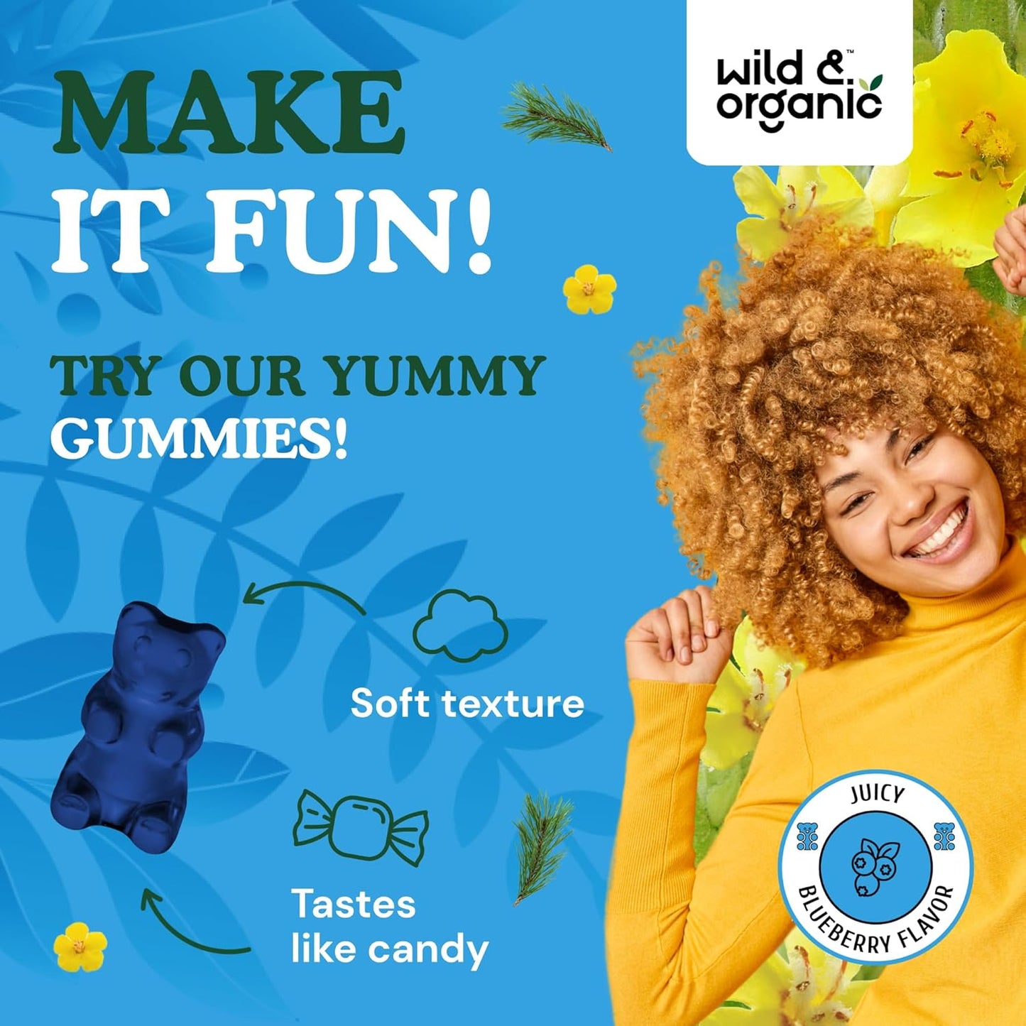 60 Count Wild and Organic Mullein Gummies for Lung Detoxification