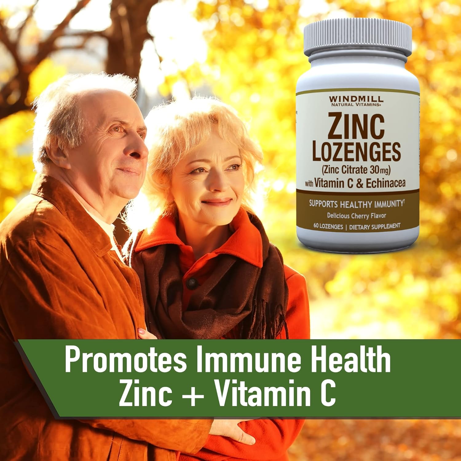 60 Count Windmill Health Products Zinc Lozenges with Echinacea and Vitamin C for Immune Support