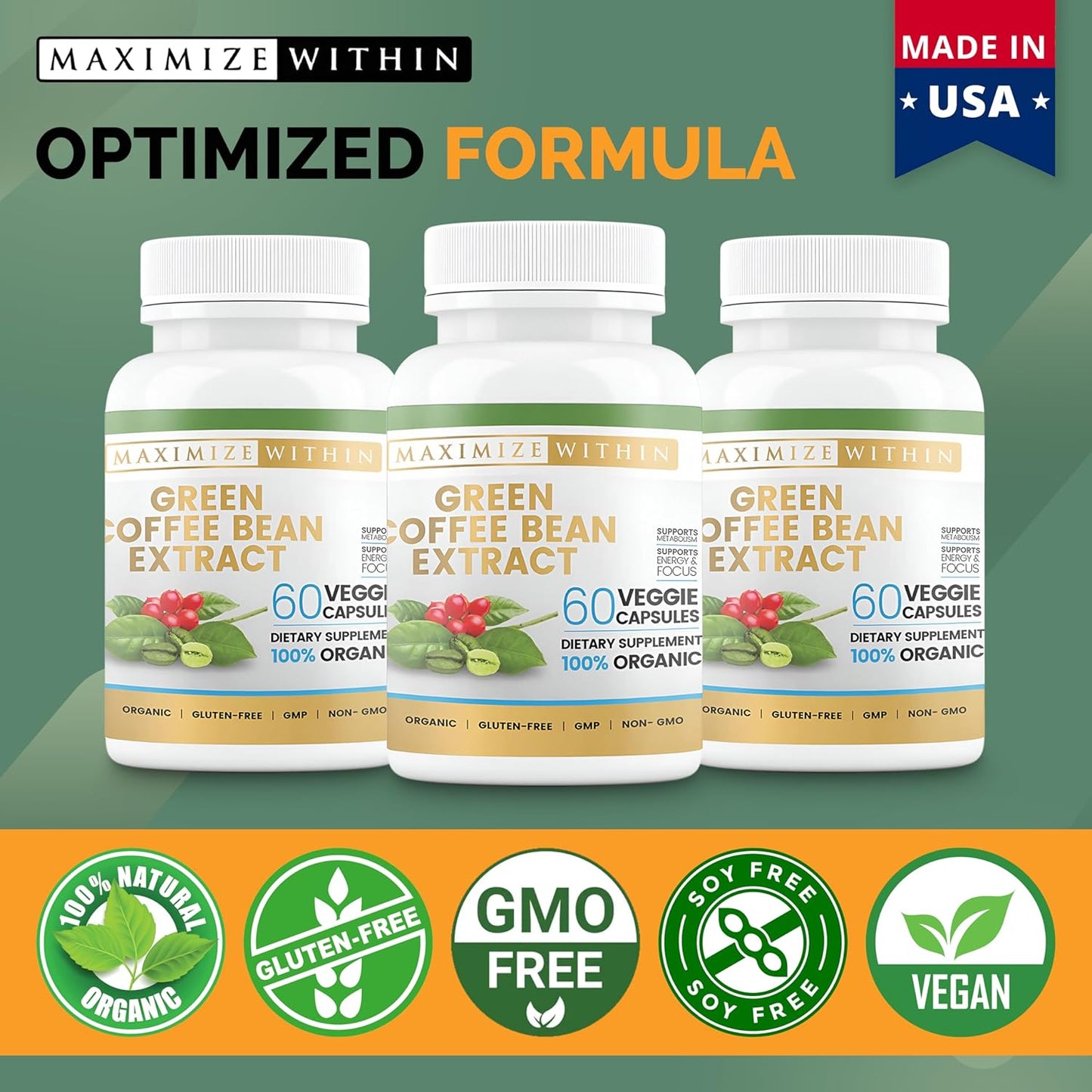 60 ct Green Coffee Bean Extract Capsules for Maximum Results