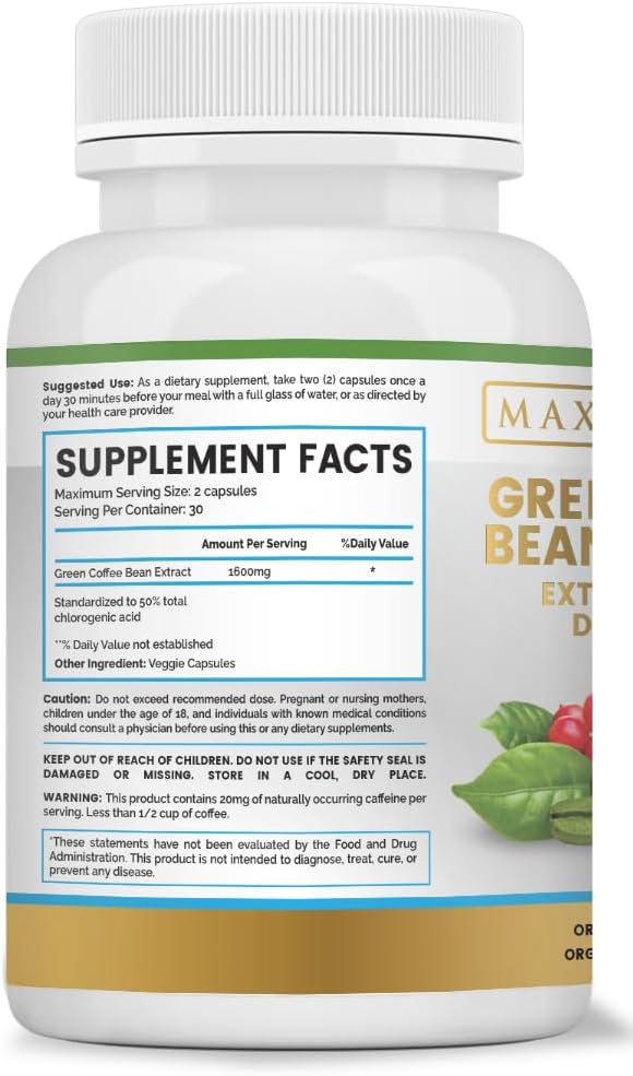 60 ct Green Coffee Bean Extract Capsules for Maximum Results