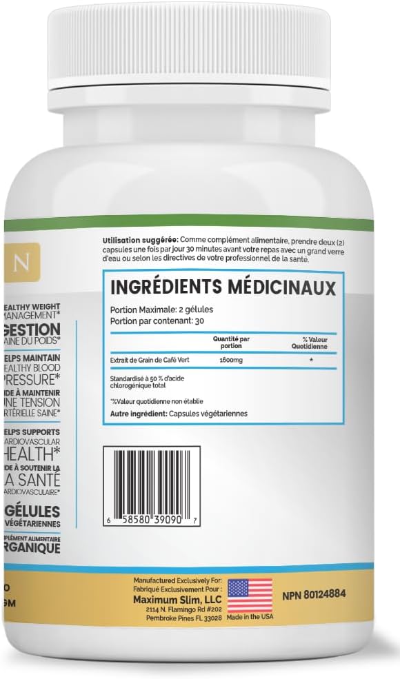 60 ct Green Coffee Bean Extract Capsules for Maximum Results