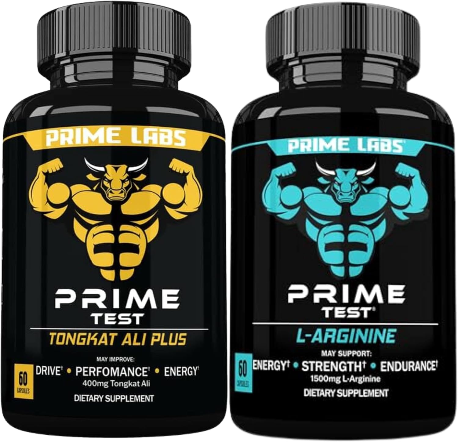 60 ct Prime Labs Tongkat Ali + L Arginine Nitric Oxide Supplement Pack