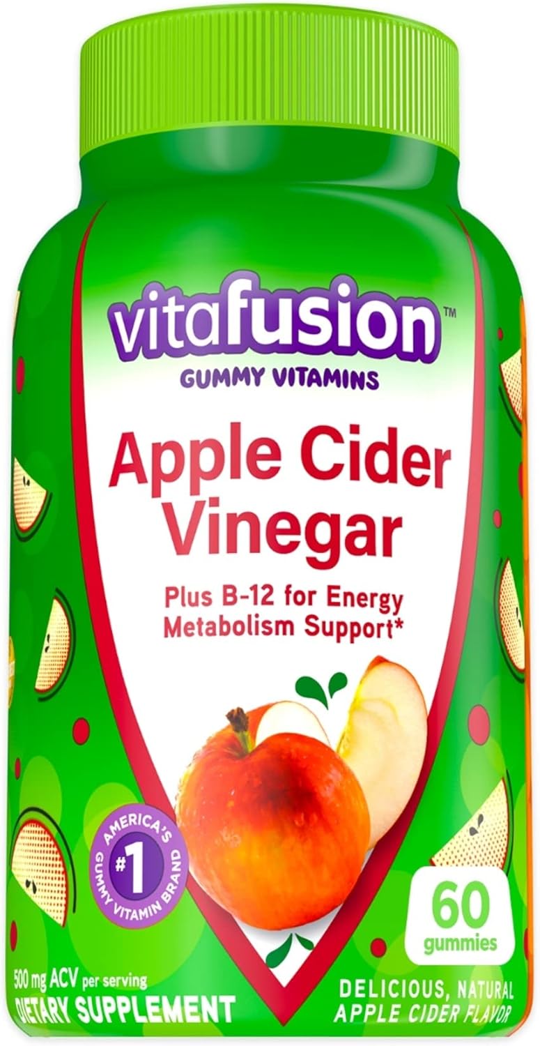 60 ct vitafusion Apple Cider Vinegar Gummies with B Vitamins, 500mg per serving, Natural Apple Flavor - America's Top Gummy Brand