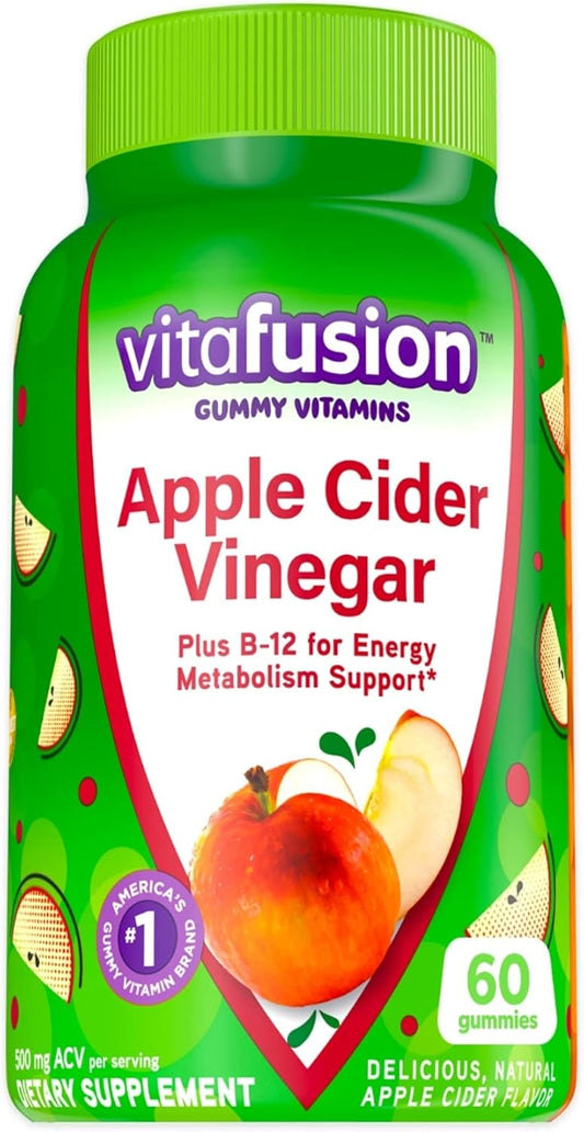 60 ct vitafusion Apple Cider Vinegar Gummies with B Vitamins, 500mg per serving, Natural Apple Flavor - America's Top Gummy Brand