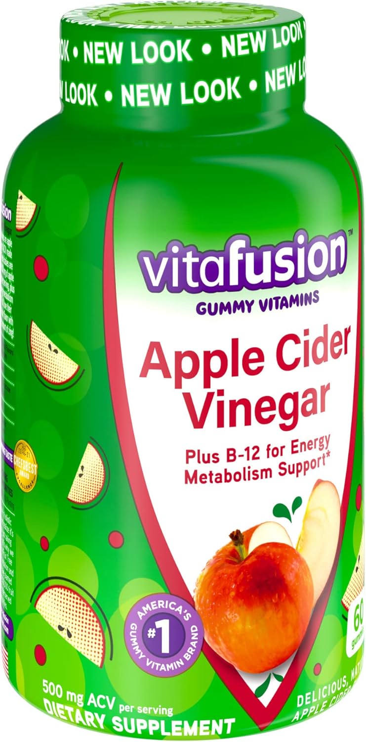60 ct vitafusion Apple Cider Vinegar Gummies with B Vitamins, 500mg per serving, Natural Apple Flavor - America's Top Gummy Brand