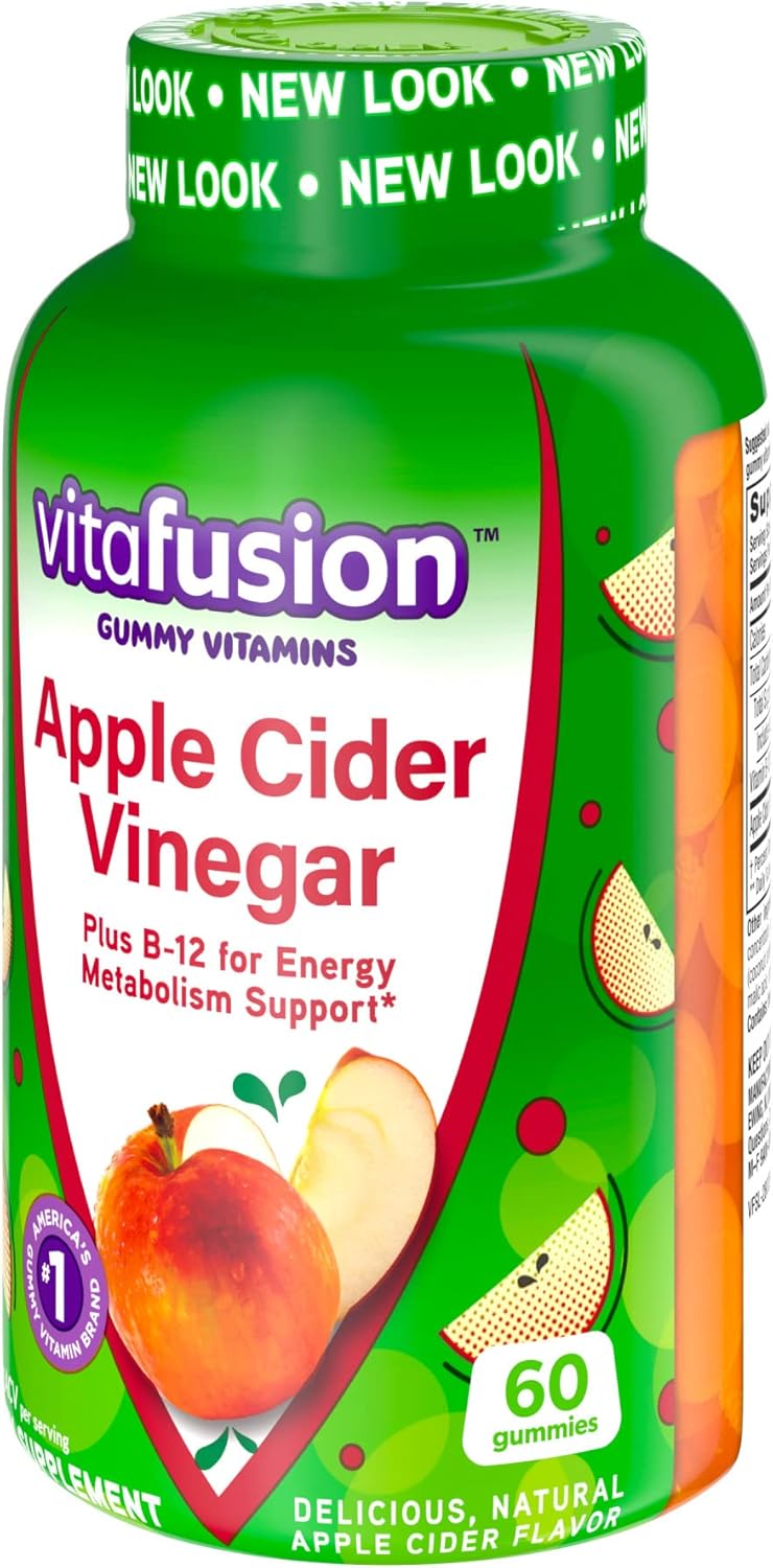 60 ct vitafusion Apple Cider Vinegar Gummies with B Vitamins, 500mg per serving, Natural Apple Flavor - America's Top Gummy Brand