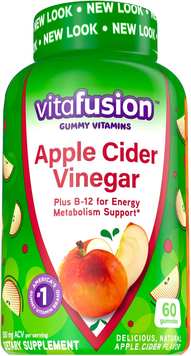 60 ct vitafusion Apple Cider Vinegar Gummies with B Vitamins, 500mg per serving, Natural Apple Flavor - America's Top Gummy Brand