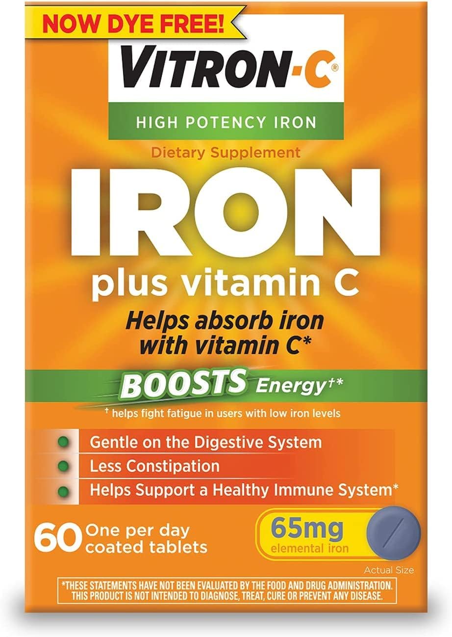 60 ct Vitron-C Iron Supplement with Vitamin C Coated Tablets - 4 Pack