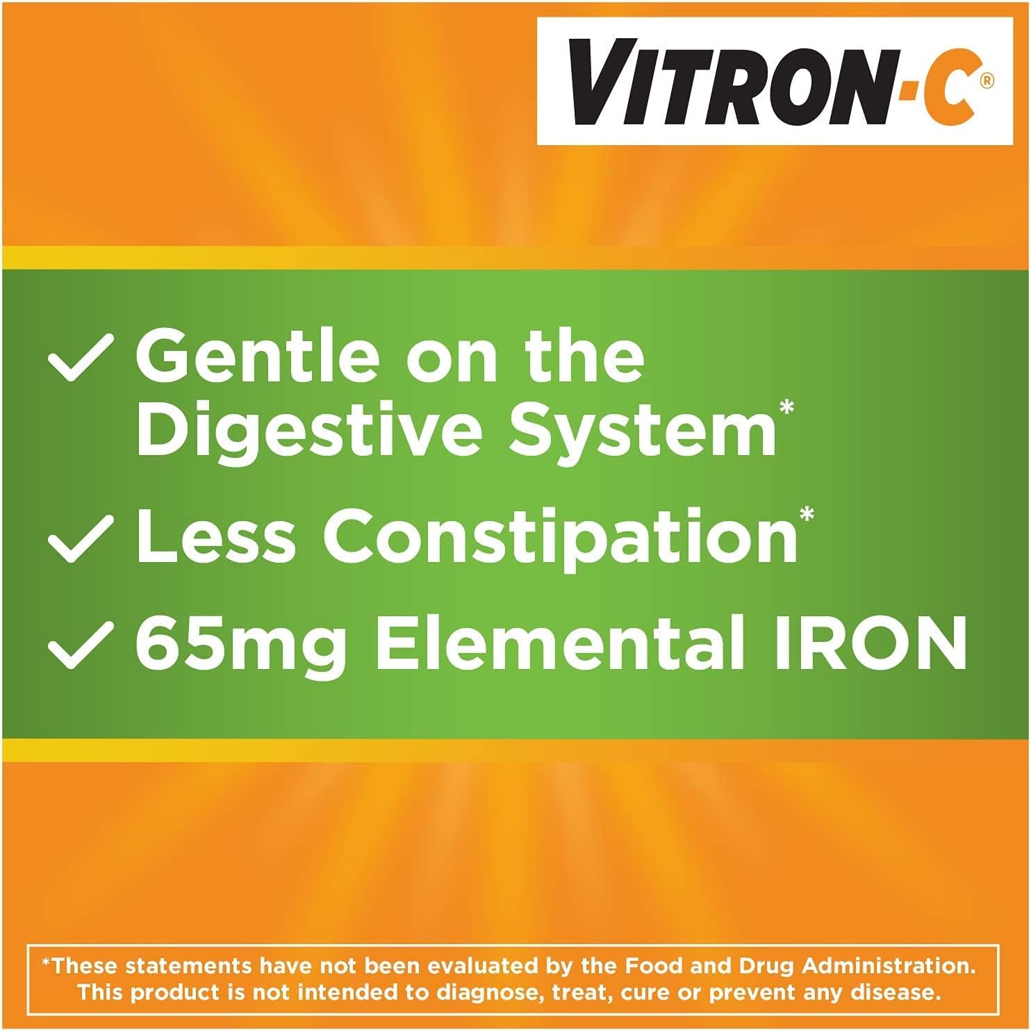 60 ct Vitron-C Iron Supplement with Vitamin C Coated Tablets - 4 Pack