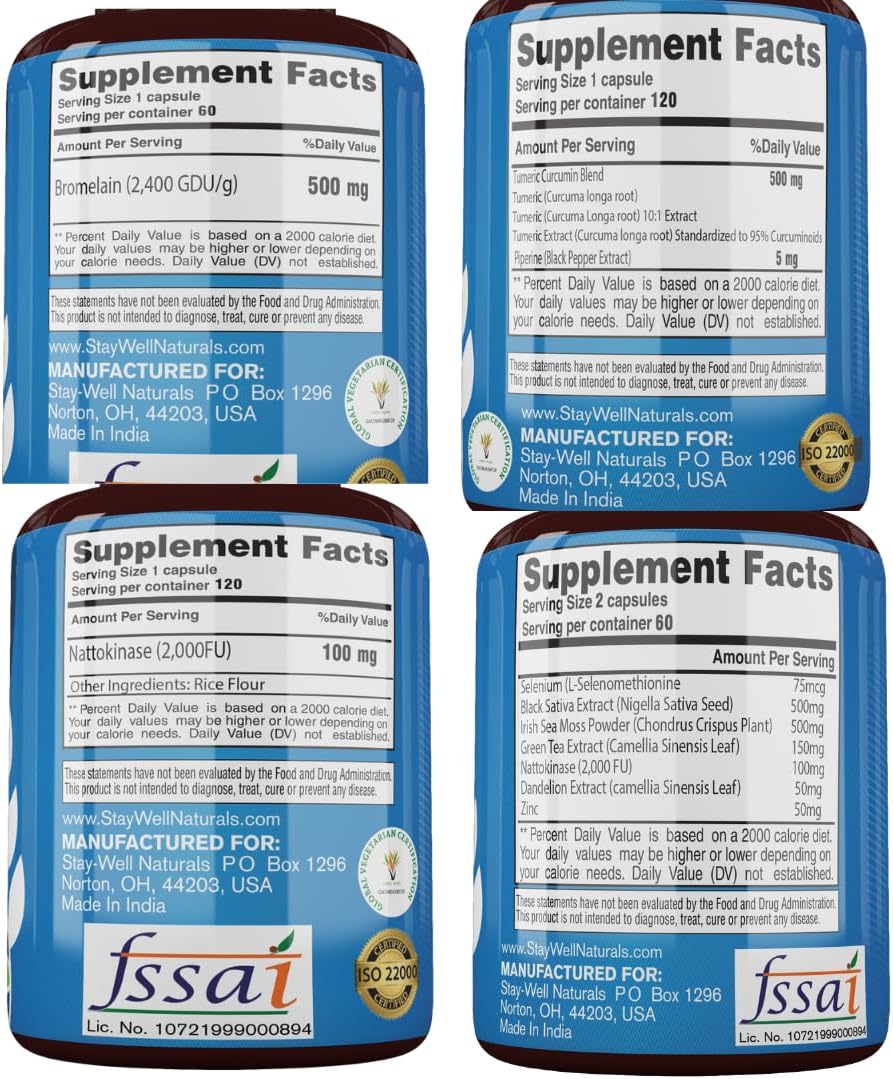 60 Day Supply Immunity Booster Supplement with Nattokinase, Bromelain, and Curcumin - All-Natural Spike Support and Immune System Boost