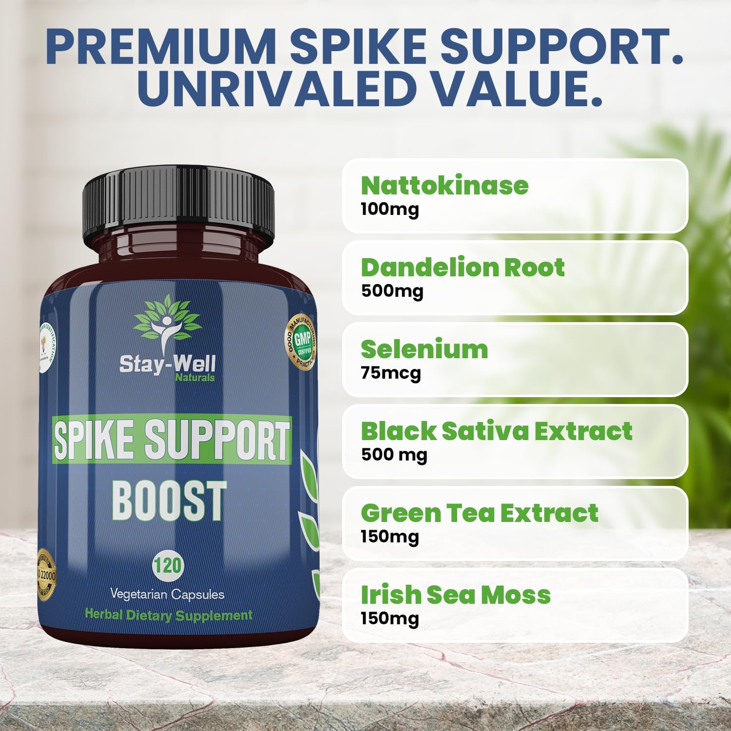 60 Day Supply Immunity Booster Supplement with Nattokinase, Bromelain, and Curcumin - All-Natural Spike Support and Immune System Boost