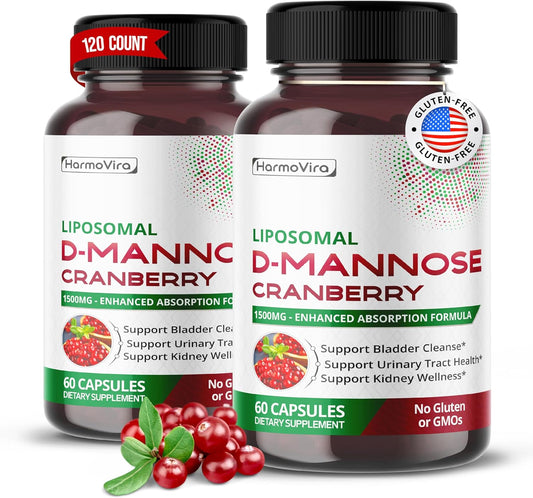 60-Day Supply of HarmoVira Liposomal D-MANNOSE Cranberry for Bladder & Urinary Tract Health - Made in USA