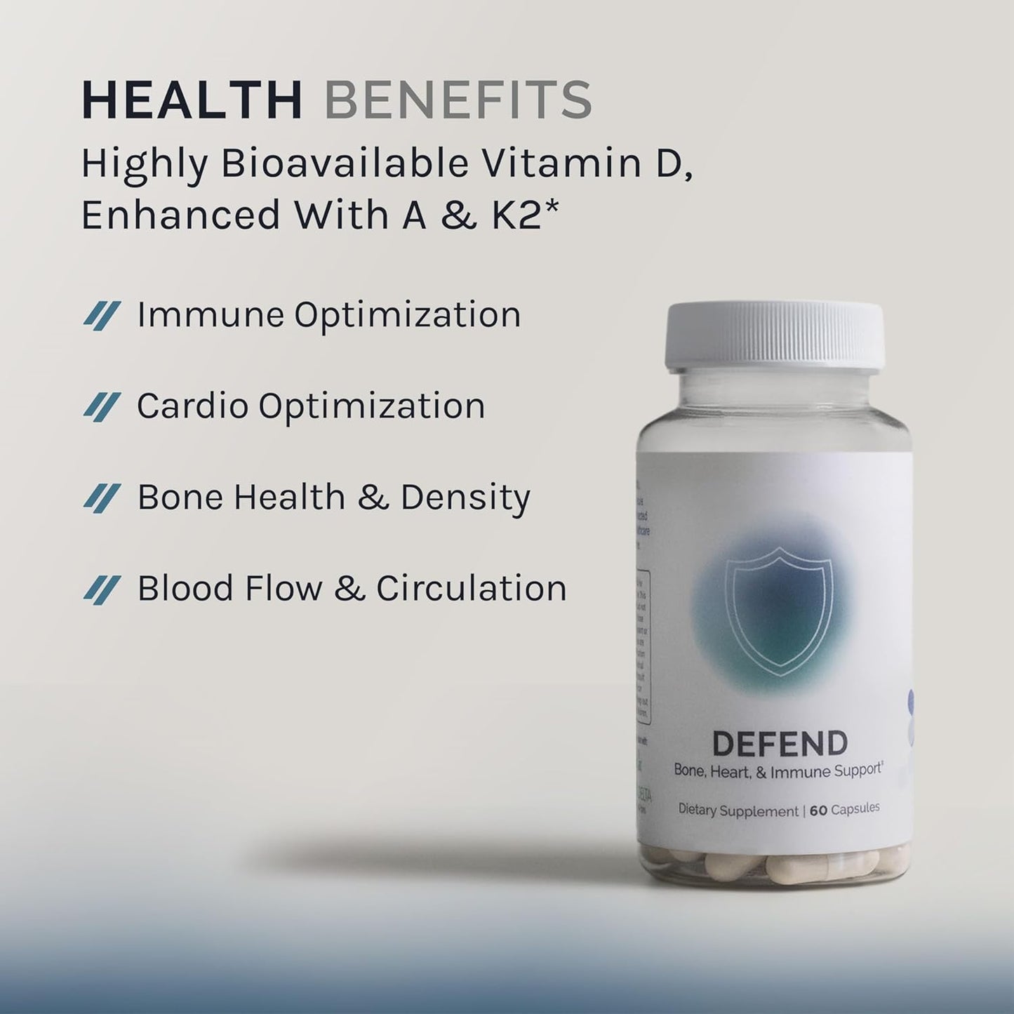 60-Day Supply of InfiniWell Defend Capsules for Bone, Heart, and Immune Support with Vitamins A, D3, and K2