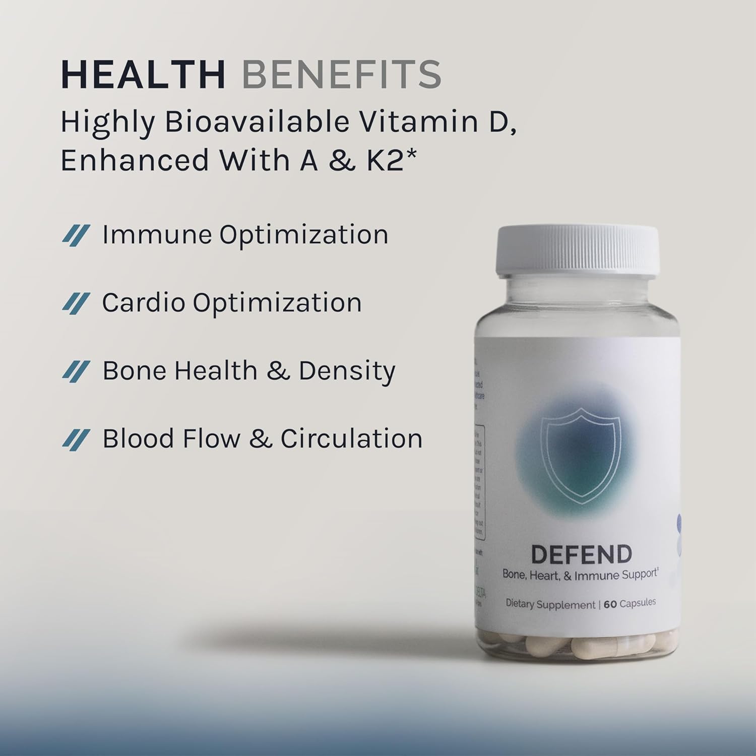 60-Day Supply of InfiniWell Defend Capsules for Bone, Heart, and Immune Support with Vitamins A, D3, and K2