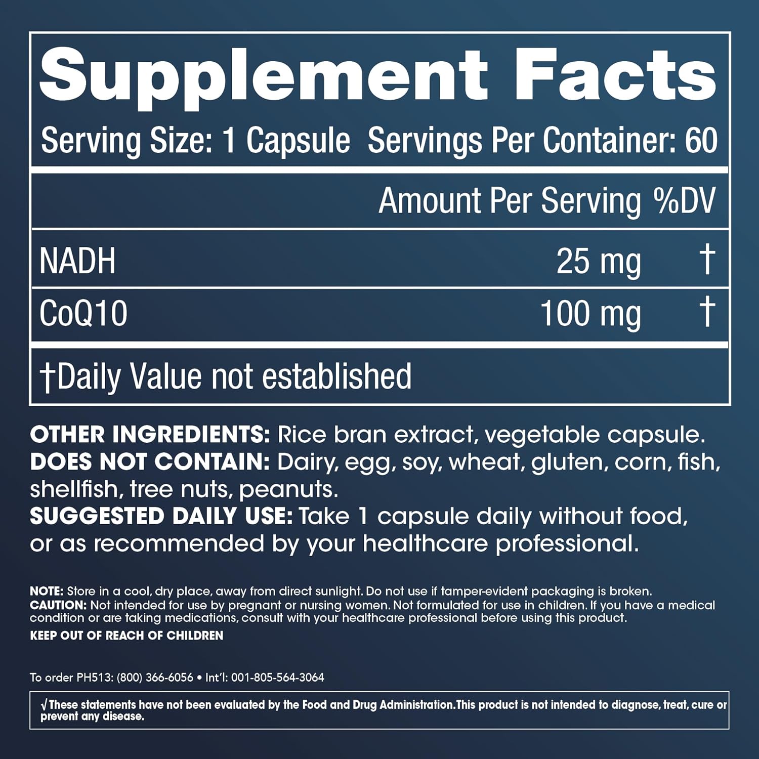 60-Day Supply ProHealth NADH + CoQ10 Capsules for Energy, Focus, and ATP Production - 25mg Pure NADH, 100mg CoQ10 - 60 Acid-Resistant Capsules