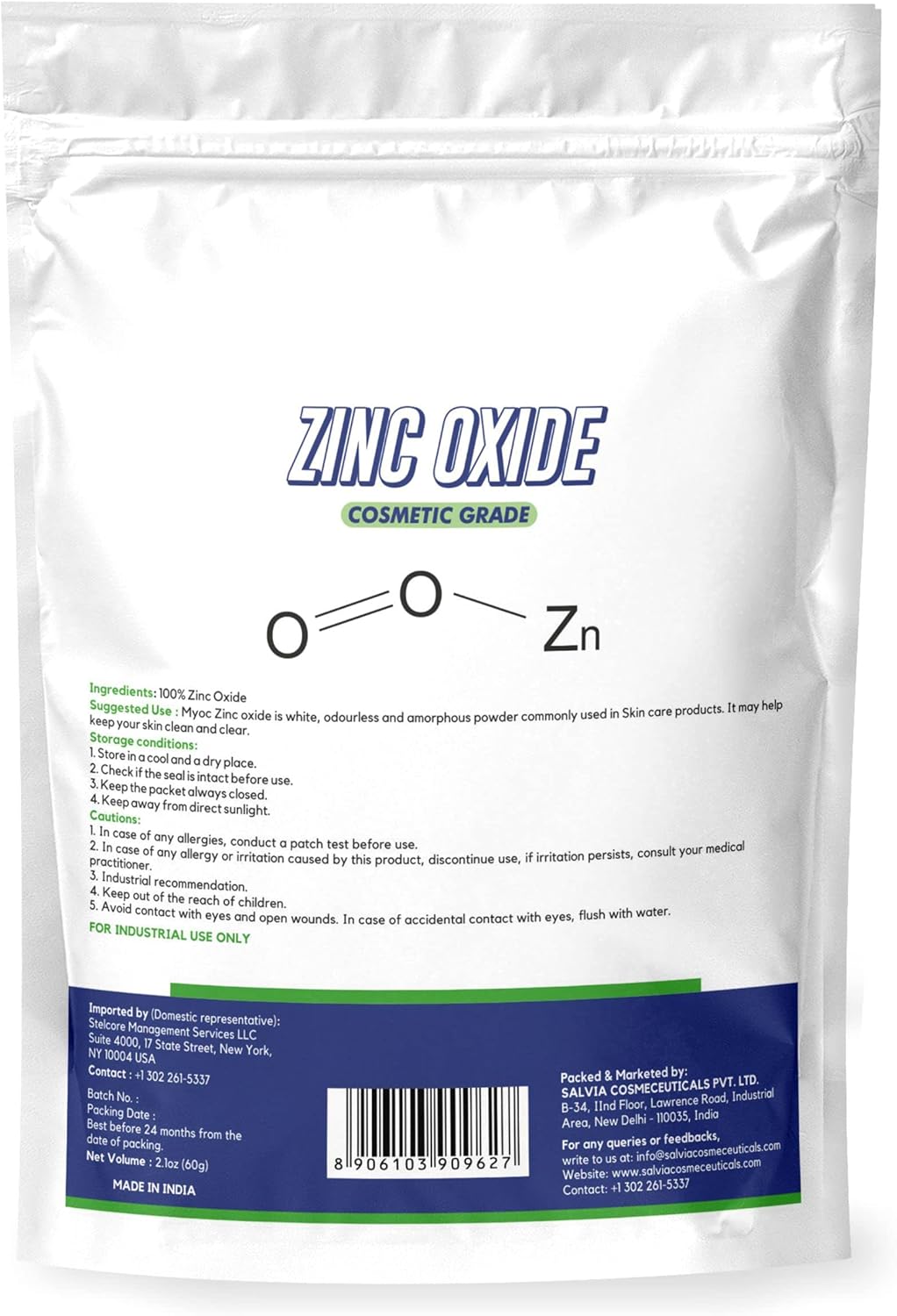 60 Gm White Zinc Oxide Powder - 2.11 FlOz (Pack of 1) by MYOC