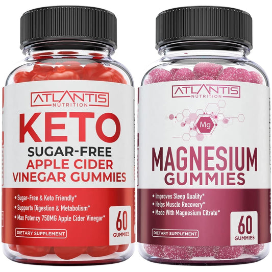 60 Gummies Bundle: Atlantis Nutrition Magnesium and Sugar-Free Keto Apple Cider Vinegar