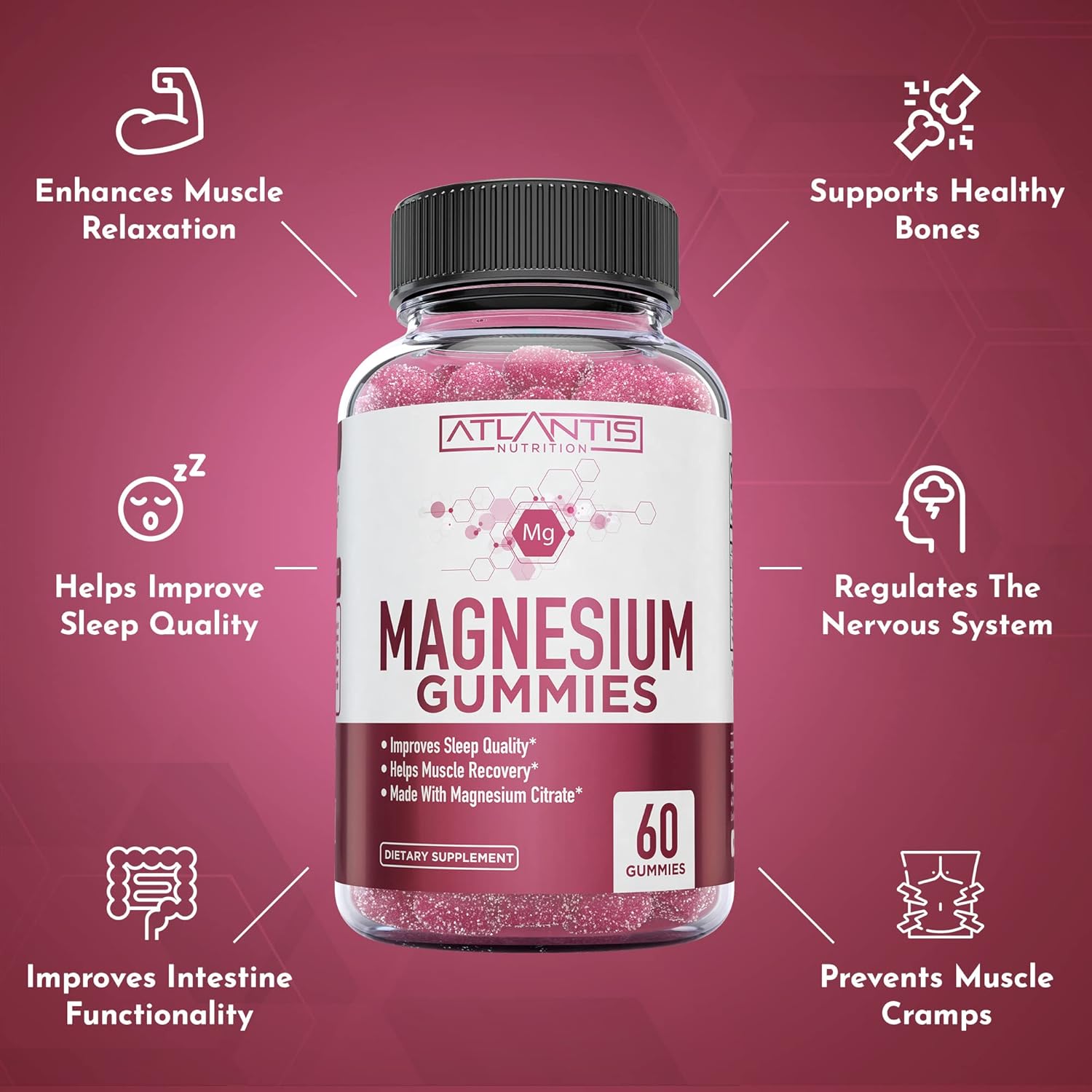 60 Gummies Bundle: Atlantis Nutrition Magnesium and Sugar-Free Keto Apple Cider Vinegar