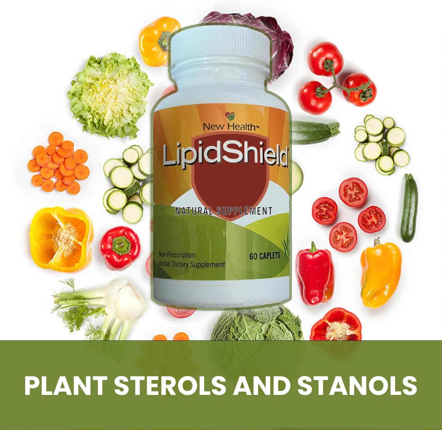 60 Lipidshield Natural Supplement Caplets for Cholesterol Support