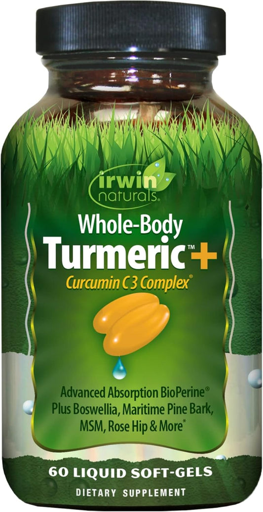 60 Liquid Softgels of Irwin Naturals Whole-Body Turmeric+ with BioPerine Complex for Enhanced Absorption - 30 Servings
