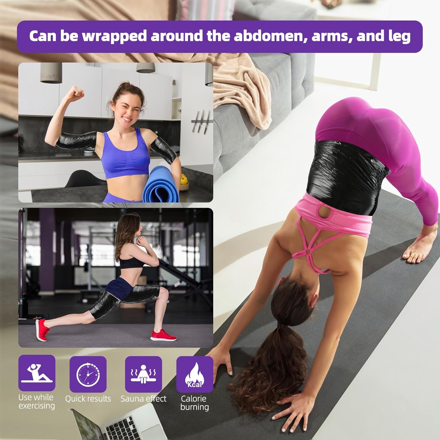 60 Meter Black Osmotic Plastic Body Wrap for Workouts & Sweat Enhancement - DIY Sauna Wrap Kit (2 Rolls)