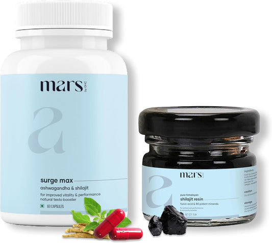 60 N Mars & Surge Max Combo: GHC Pure Shilajit Resin with High Fulvic Acid Content
