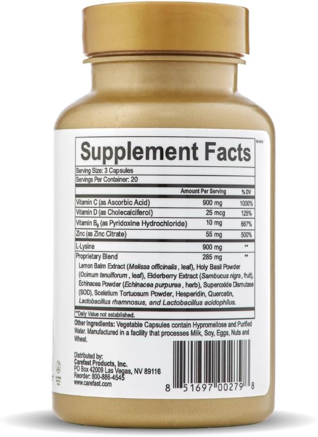 60 Natural Vegan Capsules Immune Support Supplement with Vitamins C, B6, D, Elderberry Extract, and Zinc - Boost Immunity for Men, Women, and Seniors