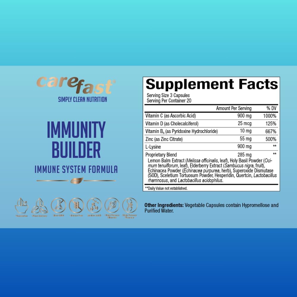 60 Natural Vegan Capsules Immune Support Supplement with Vitamins C, B6, D, Elderberry Extract, and Zinc - Boost Immunity for Men, Women, and Seniors