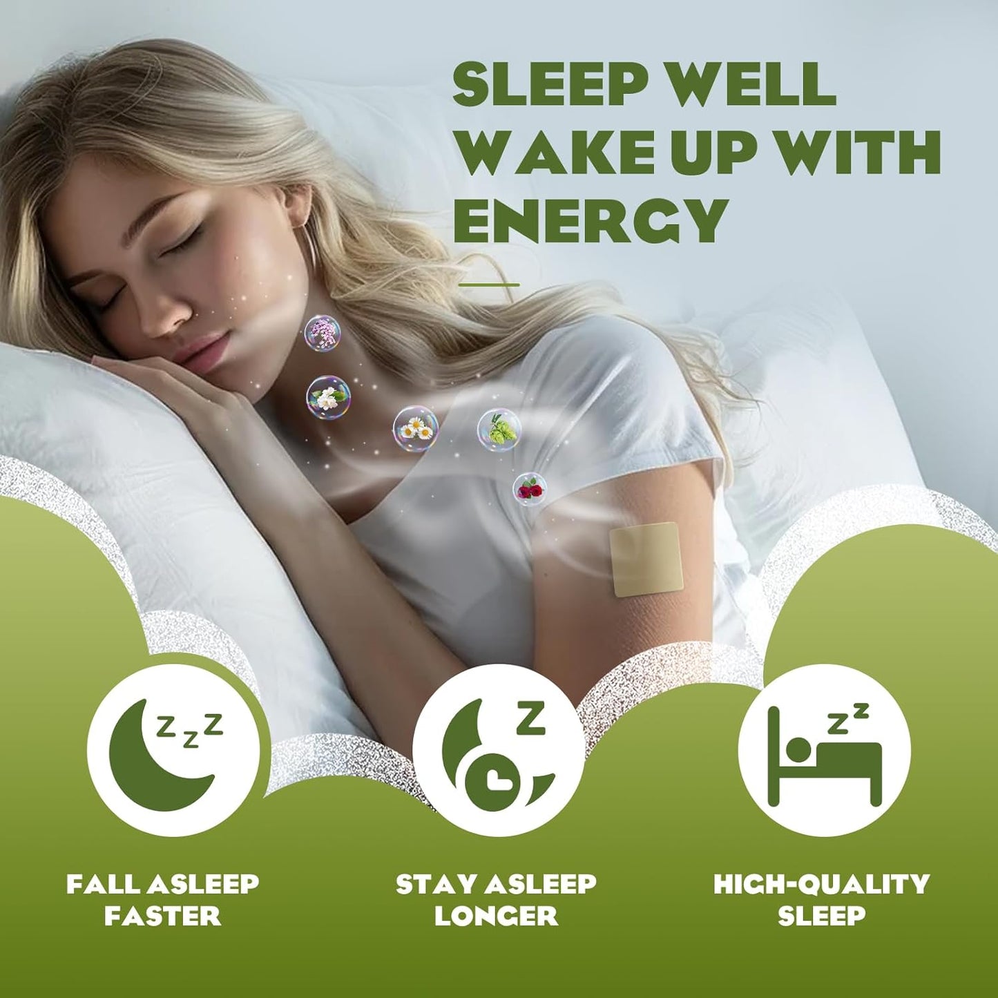 60 NEVVIS Jasmine Deep Sleep Patches for Adults - Natural Plant Ingredients - Men and Women - Skin-Friendly & Easy Application