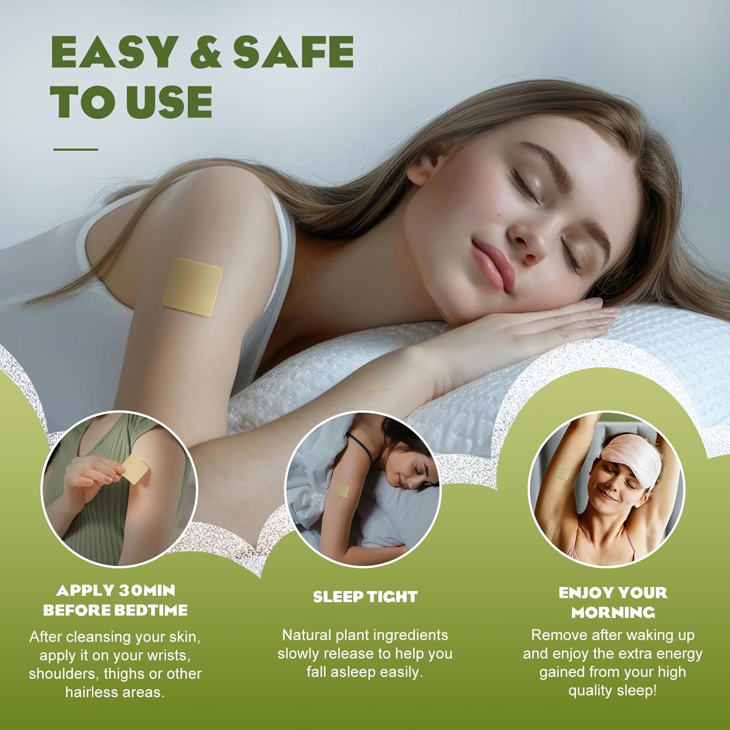 60 NEVVIS Jasmine Deep Sleep Patches for Adults - Natural Plant Ingredients - Men and Women - Skin-Friendly & Easy Application