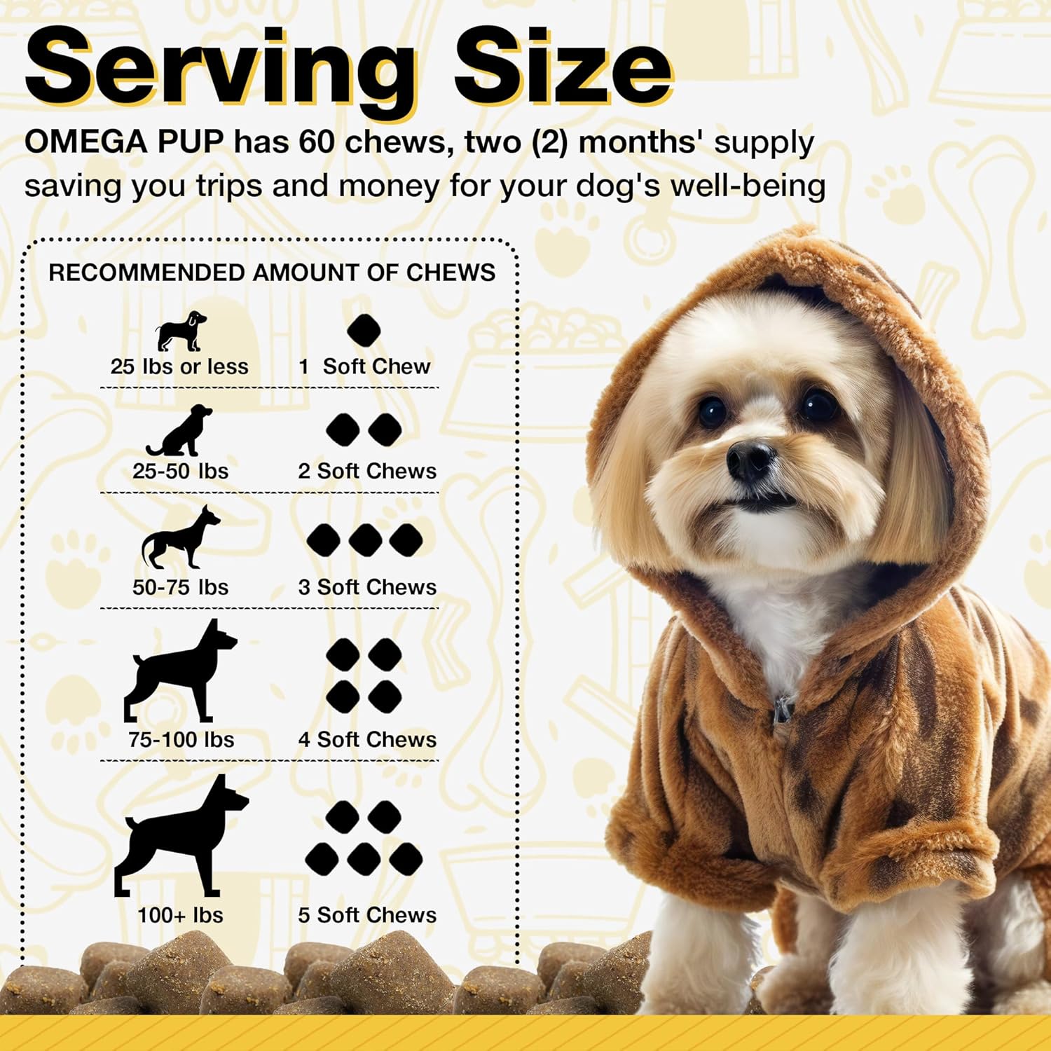 60 Omega 3 Fish Oil Dog Vitamins for Itching Relief and Healthy Skin and Coat - Salmon Flavored Dog Supplement