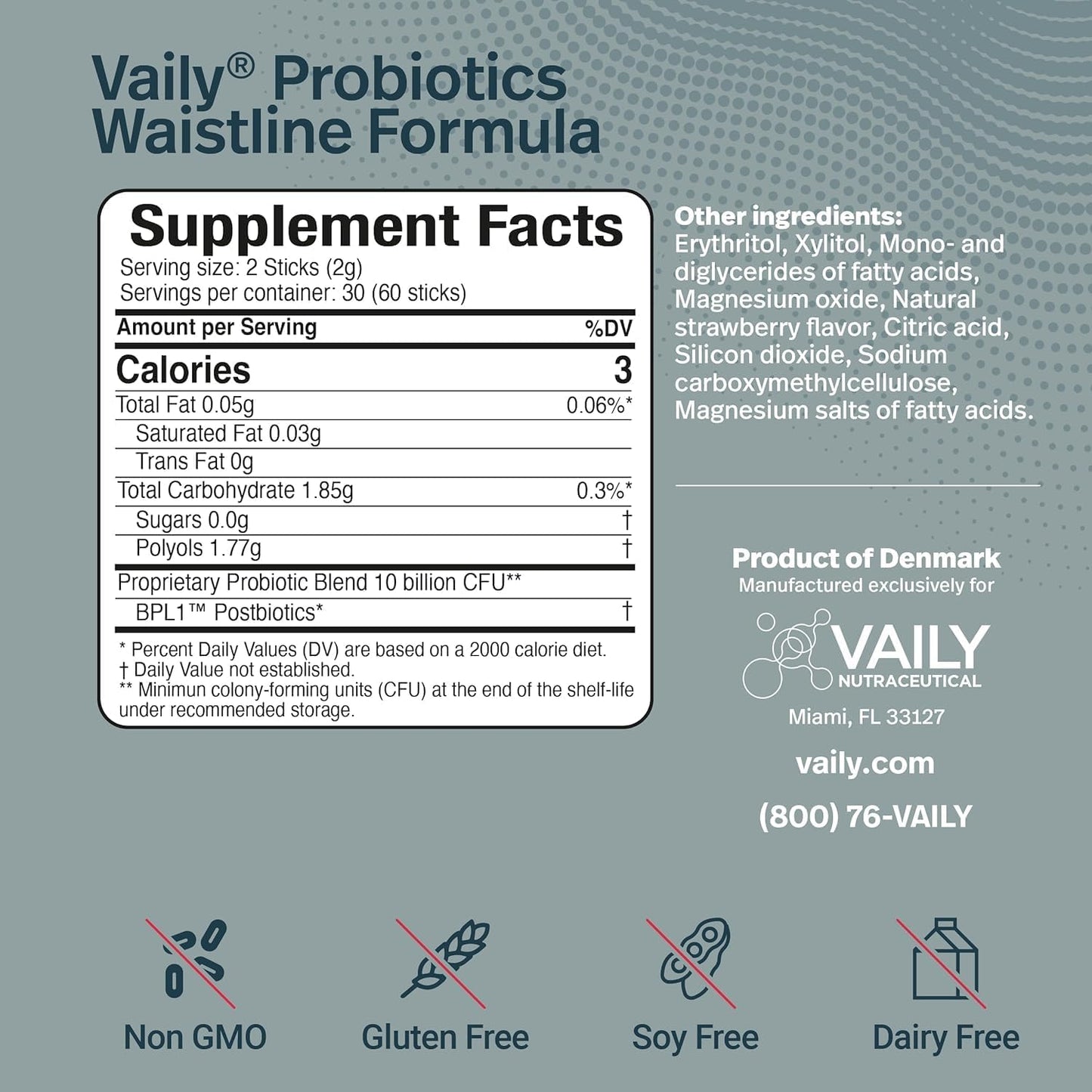 60 Orally Dissolvable Probiotic Powder Sticks for Weight Management - Gut Health & Metabolism Support - Slimming Supplement for Healthy Lifestyle & Diet