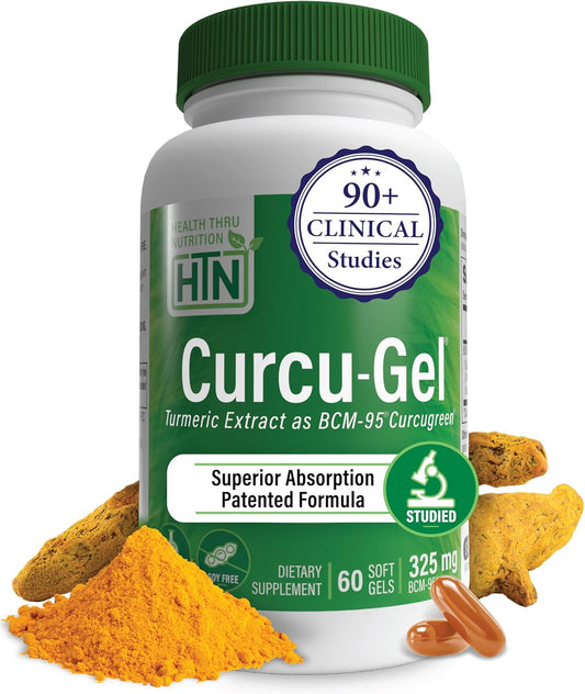 60-Pack Health Thru Nutrition Curcu-Gel Turmeric Curcumin Softgels with BCM-95 Complex, 325mg