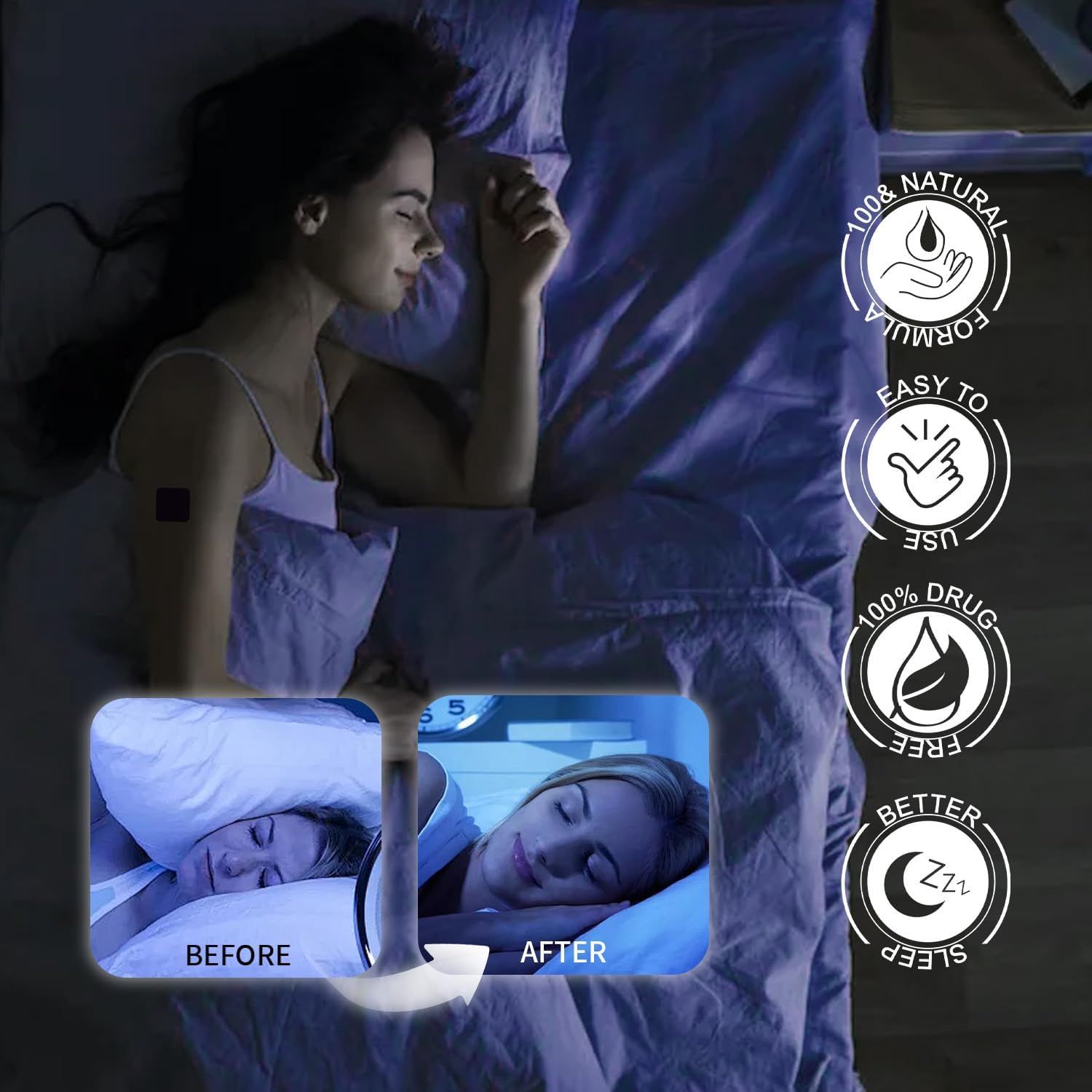 60 Pack Sleep Patches for Adults - Extra Strength Natural Ingredients for Deep Sleep - Skin-Friendly and Long-Lasting Sweet Dreams for Men and Women