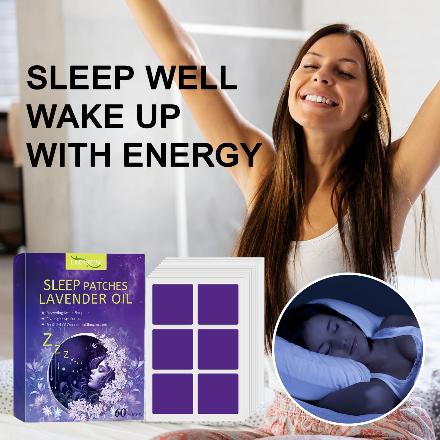60 Pack Sleep Patches for Adults - Extra Strength Natural Ingredients for Deep Sleep - Skin-Friendly and Long-Lasting Sweet Dreams for Men and Women