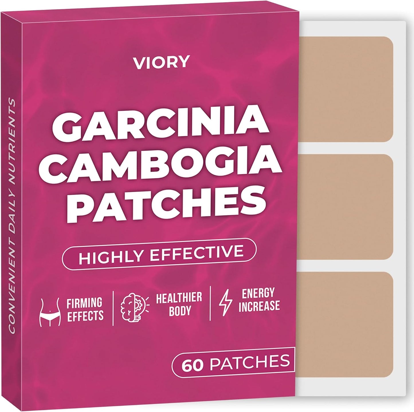 60 Pack VIORY Garcinia Cambogia Patches with B12 & Potassium for Energy, Focus, and Body Support - Natural Patch for Women and Men