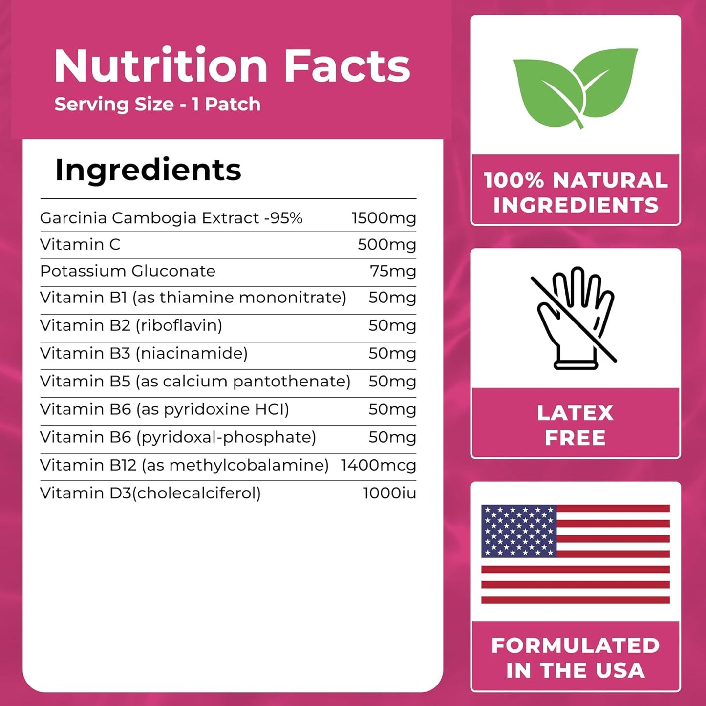 60 Pack VIORY Garcinia Cambogia Patches with B12 & Potassium for Energy, Focus, and Body Support - Natural Patch for Women and Men