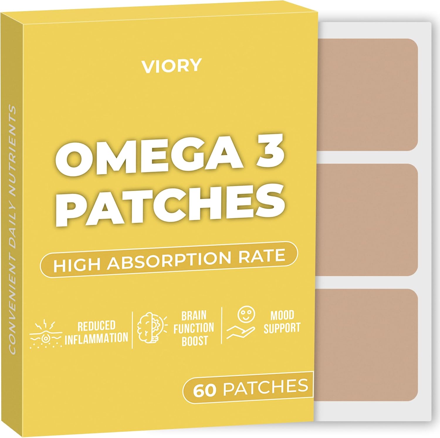 60-Pack VIORY Omega 3 Patches for Men and Women - Natural Energy, Focus, and Body Support Patch - Enhanced Formula for Vitality