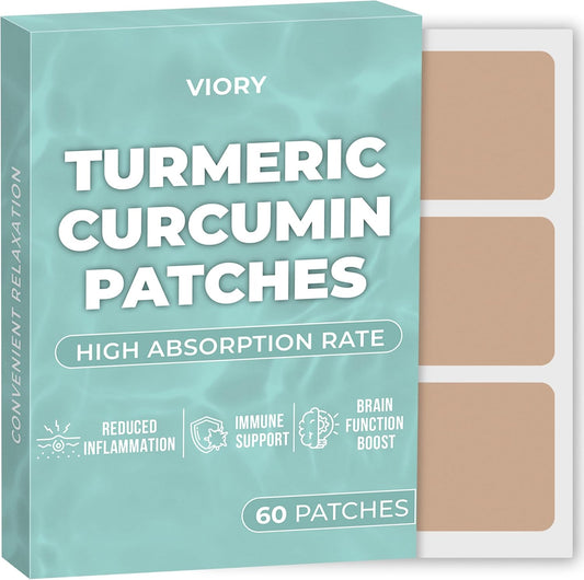 60-Pack VIORY Turmeric Curcumin Patches with Biotin for Men and Women - Natural Body Support - Enhanced Formula