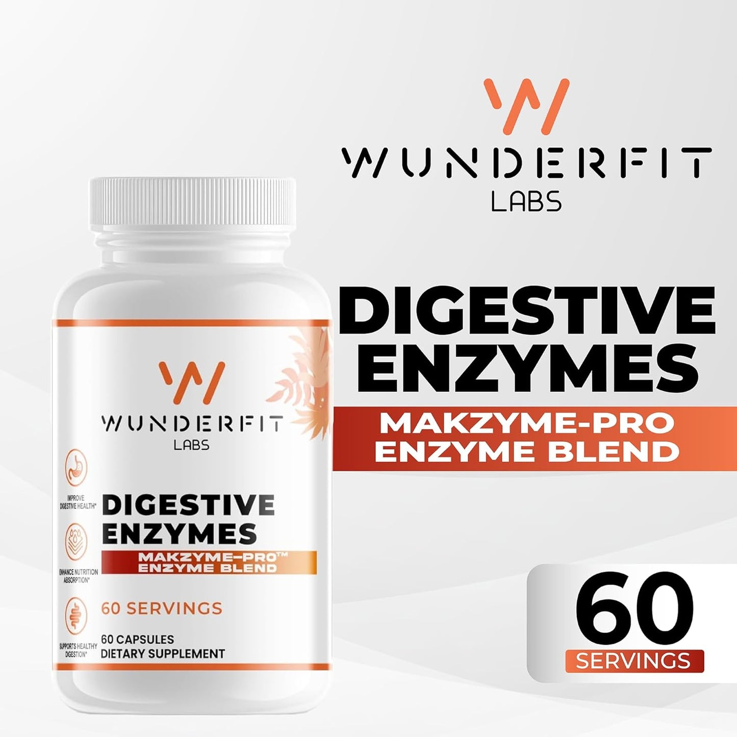 60-Serving Wunderfit Labs Digestive Enzymes Capsules for Improved Digestion
