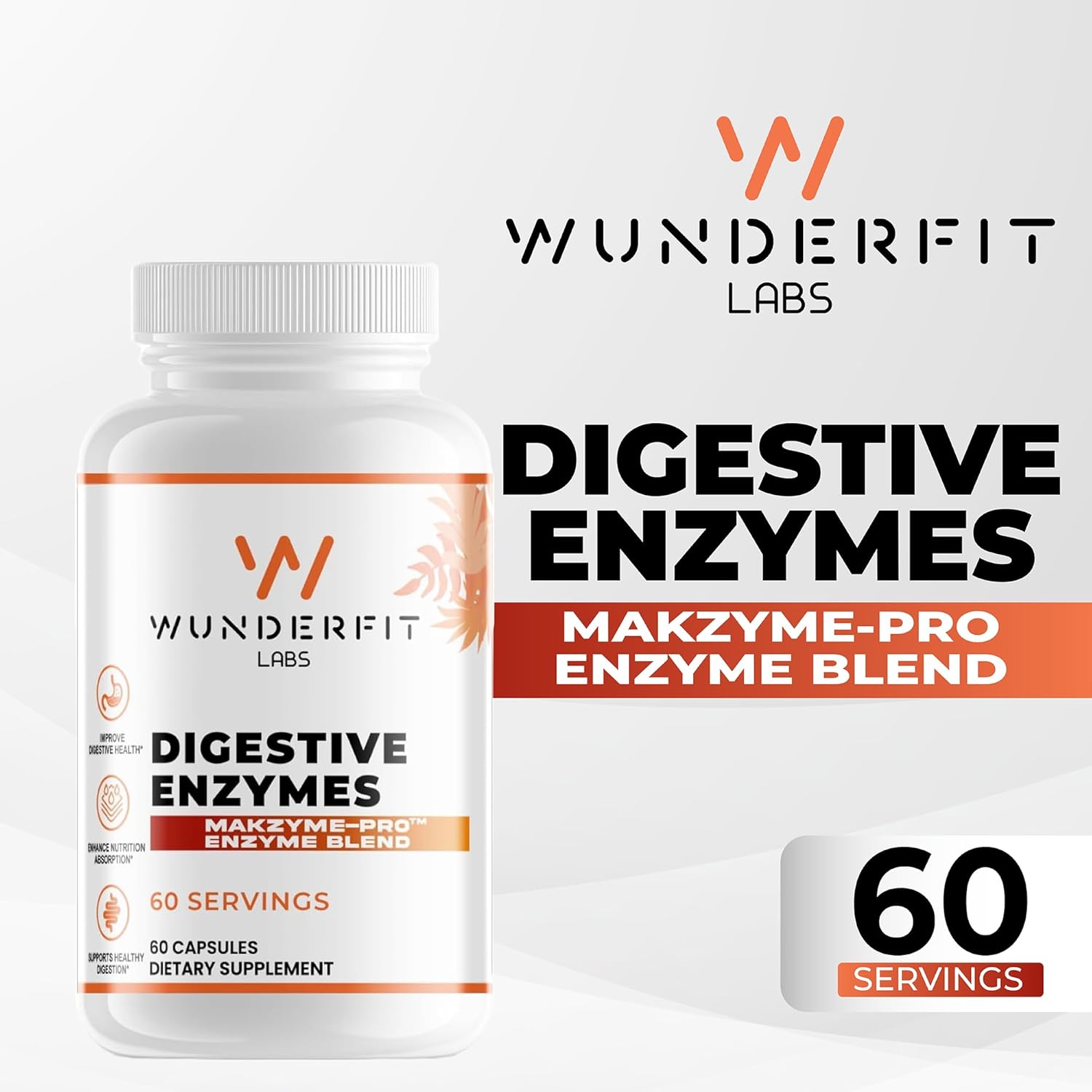60-Serving Wunderfit Labs Digestive Enzymes Capsules for Improved Digestion